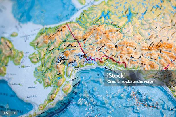 Alaskan Mapa Em Alto Relevo - Fotografias de stock e mais imagens de Alasca - Alasca, Mar de Bering, Anchorage