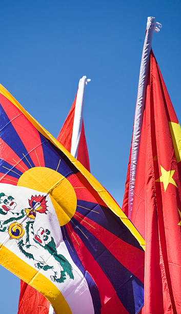 istock Flags of Tibet and China 172784346