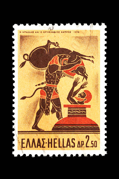 istock Greek stamp,showing bullfight 172784421