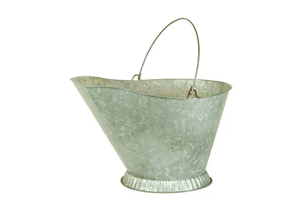 "Old metal bucket isolated on white, with clipping path.Please also see:"