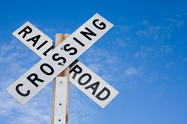 istock Old fashioned rail road crossing sign 172785183