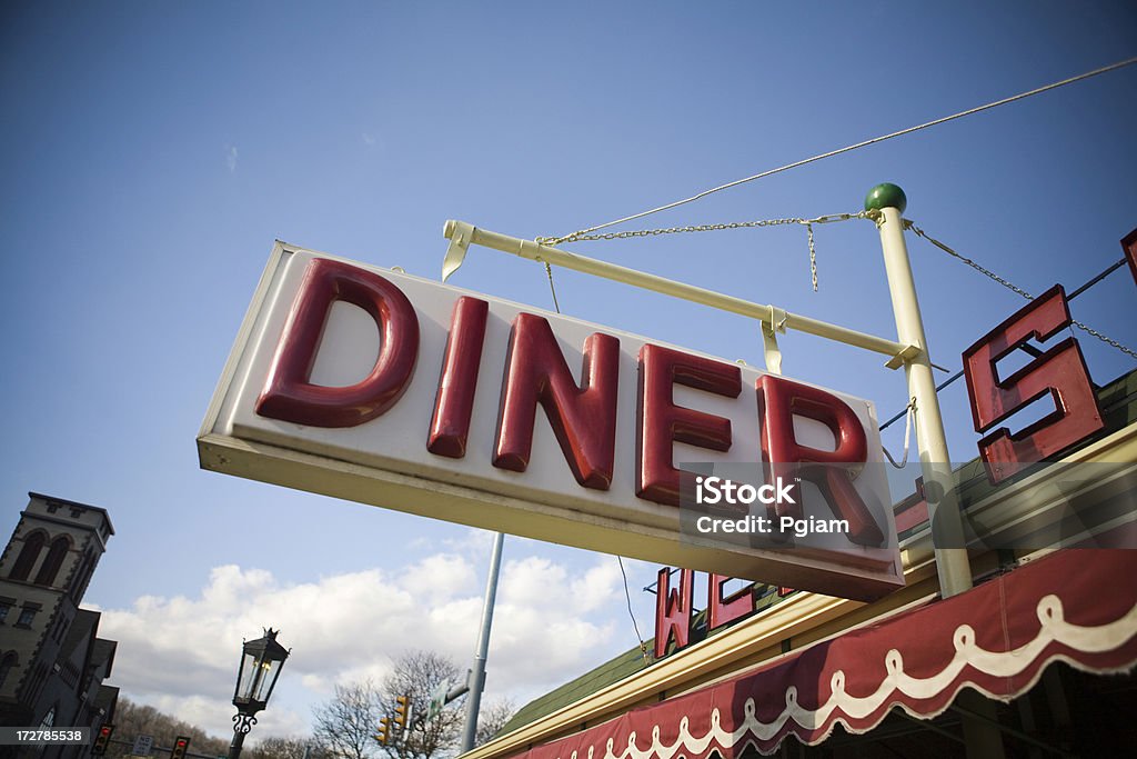 Diner 팻말 - 로열티 프리 작은 식당 스톡 사진