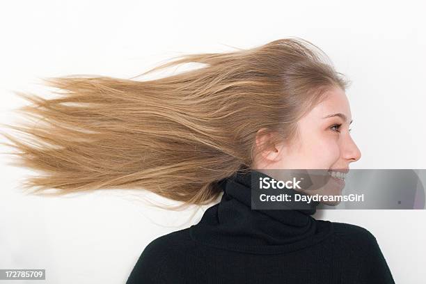 Hair Blowing In The Wind Stock Photo - Download Image Now - 16-17 Years, 18-19 Years, 20-24 Years