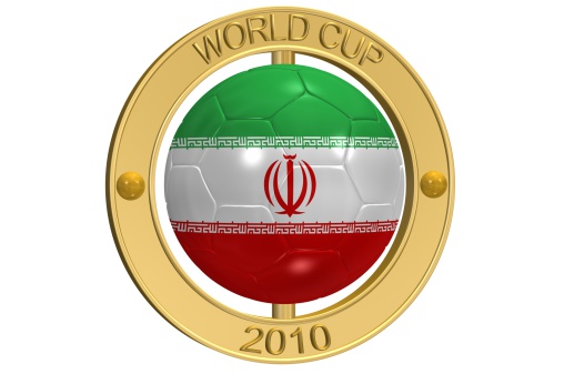 3d ray traced rendering of a golden  World Cup 2010 Football Medallion aa Iran