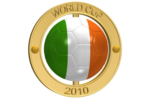 3d ray traced rendering of a golden  World Cup 2010 Football Medallion aa Ireland