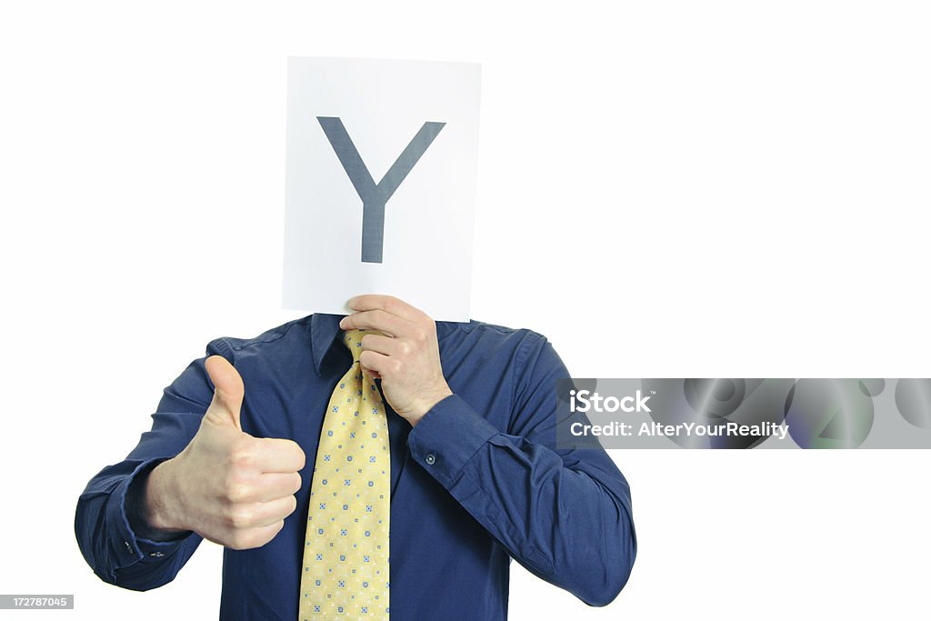 Guy with a symbol series Guy with a symbol instead of head isolated on white Adult Stock Photo