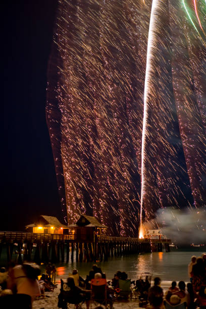 istock Fireworks at the Beach Showing Rocket Trail and Fallout 172787233
