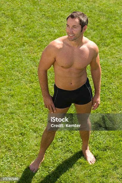 Smiling Man Wearing A Bathing Suit Stock Photo - Download Image Now - 30-39 Years, Adult, Adults Only