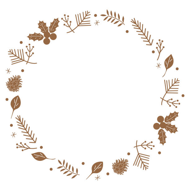 zimowe ramki dekoracyjne, ramki roślinne, wektory - pine nut pine seed white background stock illustrations