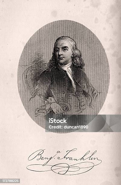 Ilustración de Benjamin Franklin y más Vectores Libres de Derechos de Benjamín Franklin - Benjamín Franklin, Padres fundadores de los Estados Unidos, Grabado - Técnica de ilustración