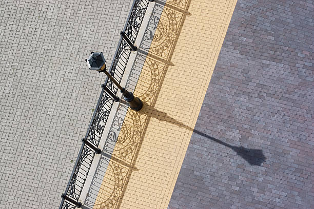 sidewalk top-view with street-lamp and nice shadows