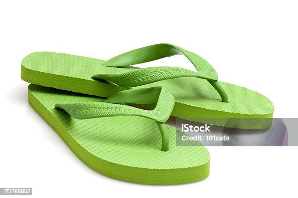 Green Flipflop Stock Photo - Download Image Now - Flip-Flop, Cut Out, Sandal