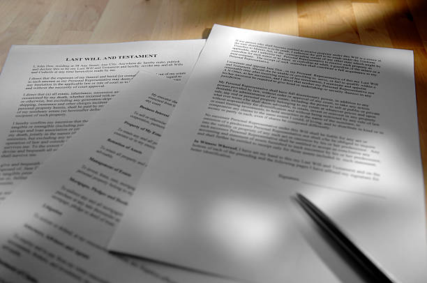 will series selective focus shot of last will and testament will legal document stock pictures, royalty-free photos & images