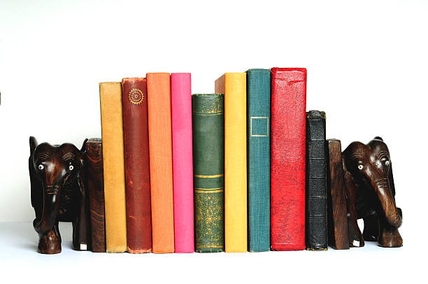 book with elephant bookends stock photo
