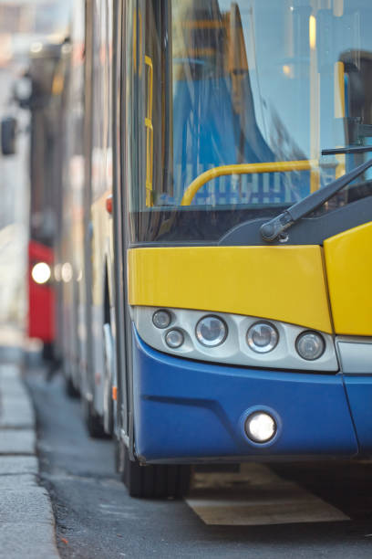 istock Public transportation bus in urban surroundings. 1727890202