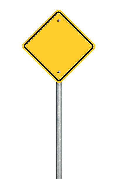 Blank Road Sign A blank yellow road sign reasy for text pole photos stock pictures, royalty-free photos & images
