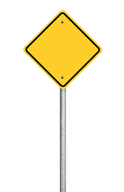 Blank Road Sign A blank yellow road sign reasy for text Isolated On Yellow stock pictures, royalty-free photos & images