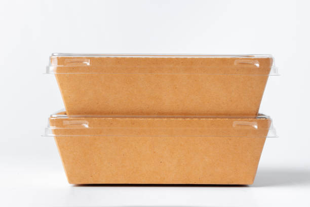 istock Cardboard brown food box pack isolated on white background 1727901424