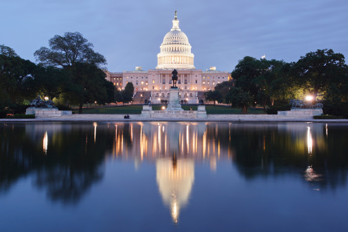 The Capitol building at night (Washington DC).