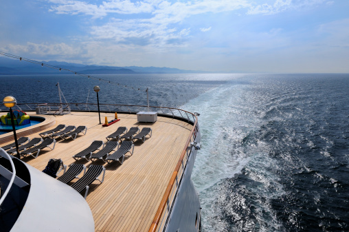 Rear deck and ocean from a cruise ship.