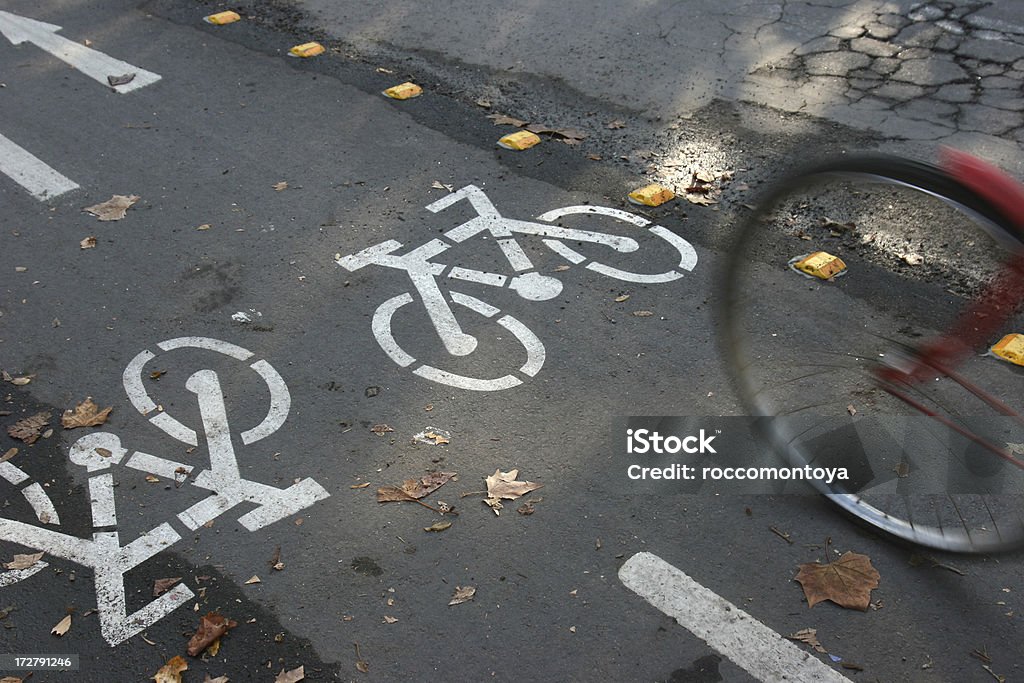Bicycle Lane Bicycle Lane and red bike Arrow Symbol Stock Photo