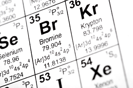 Chemical element symbols for selenium, bromine and krypton from the periodic table of the elements. Taken from public domain periodic table from nist.gov. Similar images of other elements are available for viewing in the Science Elements lightbox.