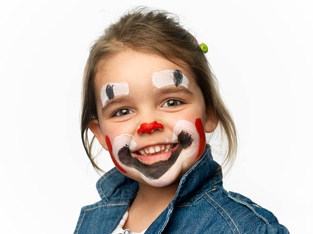 young girl with american face paint stock photo