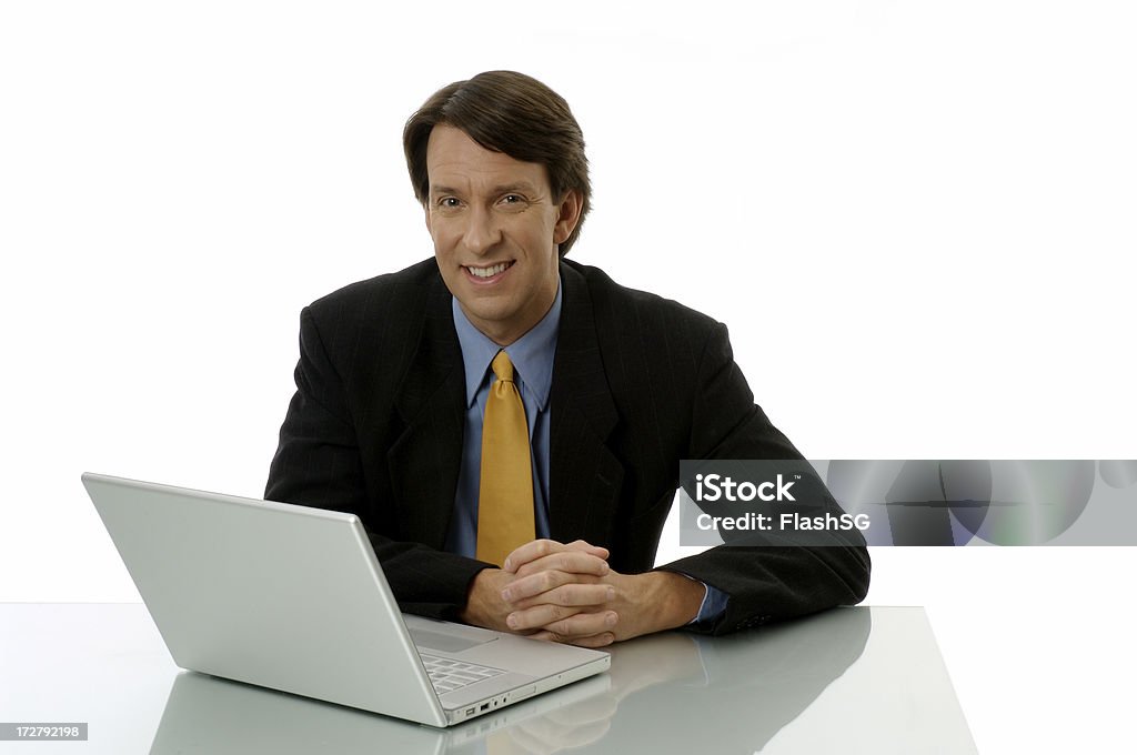 Geschäftsmann, sitzen am Schreibtisch mit Laptop - Lizenzfrei Geschäftsmann Stock-Foto
