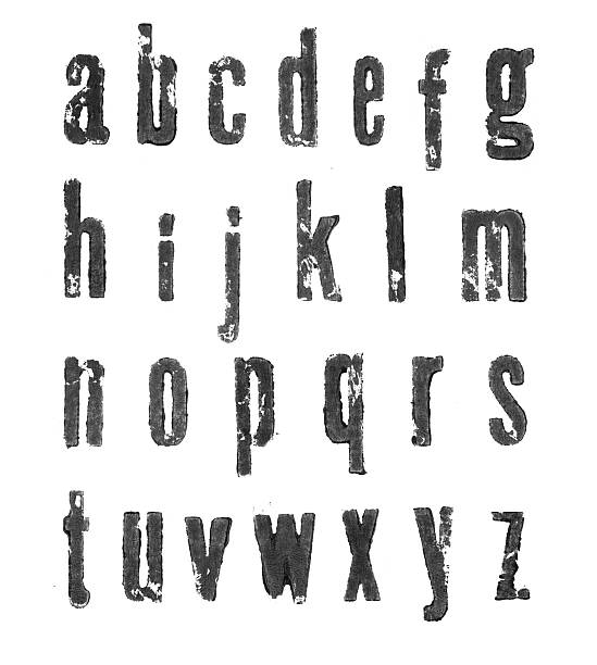 Letterpress lowercase alphabets - a to z stock photo