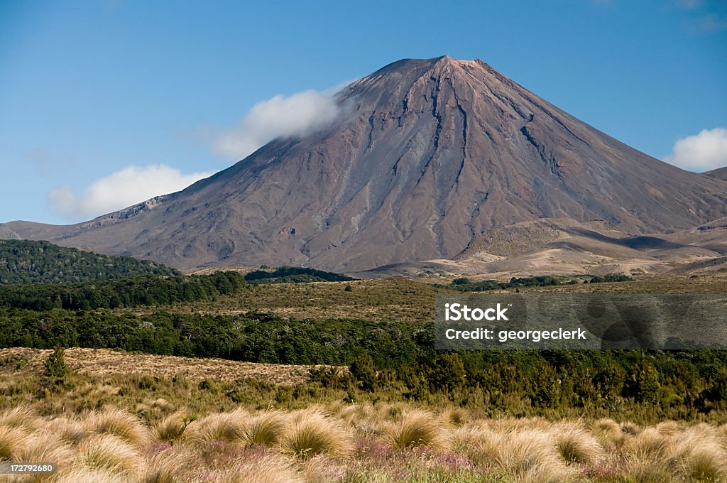 Volcano Peak The conical volcano Mount Ngauruhoe, near Taupo on New Zealand's North Island was used as Mt Doom in the Lord of the Rings film trilogy. Tongariro National Park Stock Photo