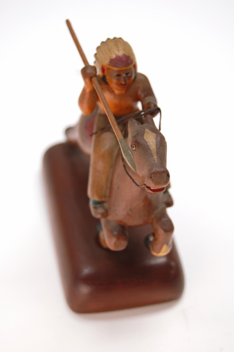Wooden carving of an Indian with spear riding a horse.YOU MIGHT ALSO LIKE THESE INTERESTING OBJECTS