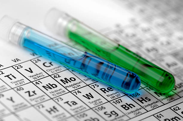 Test Tues Lying On a Periodic Table stock photo