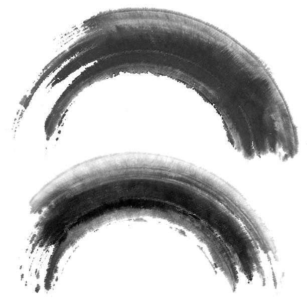 서클 페인팅 - ink ink and brush washing sumi circle 뉴스 사진 이미지