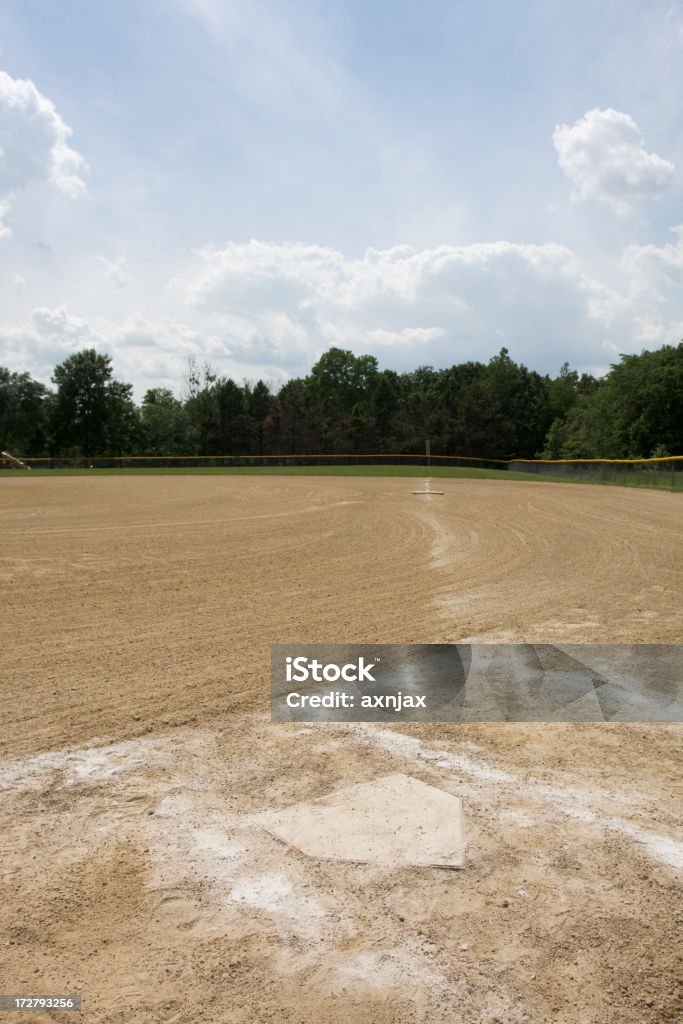 home plate "home plate looking out over first base line, youth baseball field" Baseball - Sport Stock Photo