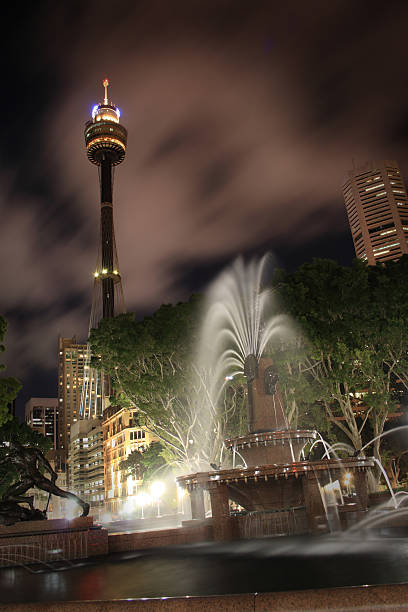 Sydney Tower Sydney Tower from Hyde park. hyde park sydney stock pictures, royalty-free photos & images