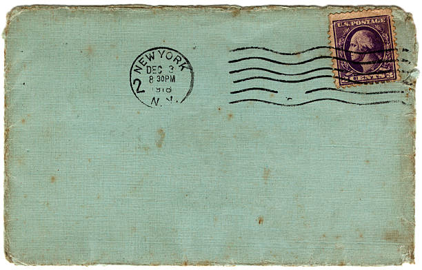 USA envelope 1918 A dirty blue envelope posted in New York in 1918. 1918 stock pictures, royalty-free photos & images
