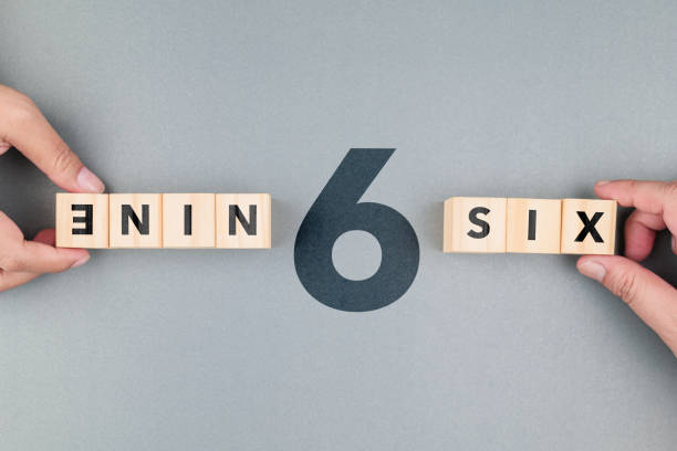 Six or Nine, from the different perspectives and points of view Six or Nine, different answers from the perspective and point of view, opposite view from the above shot contrasts stock pictures, royalty-free photos & images