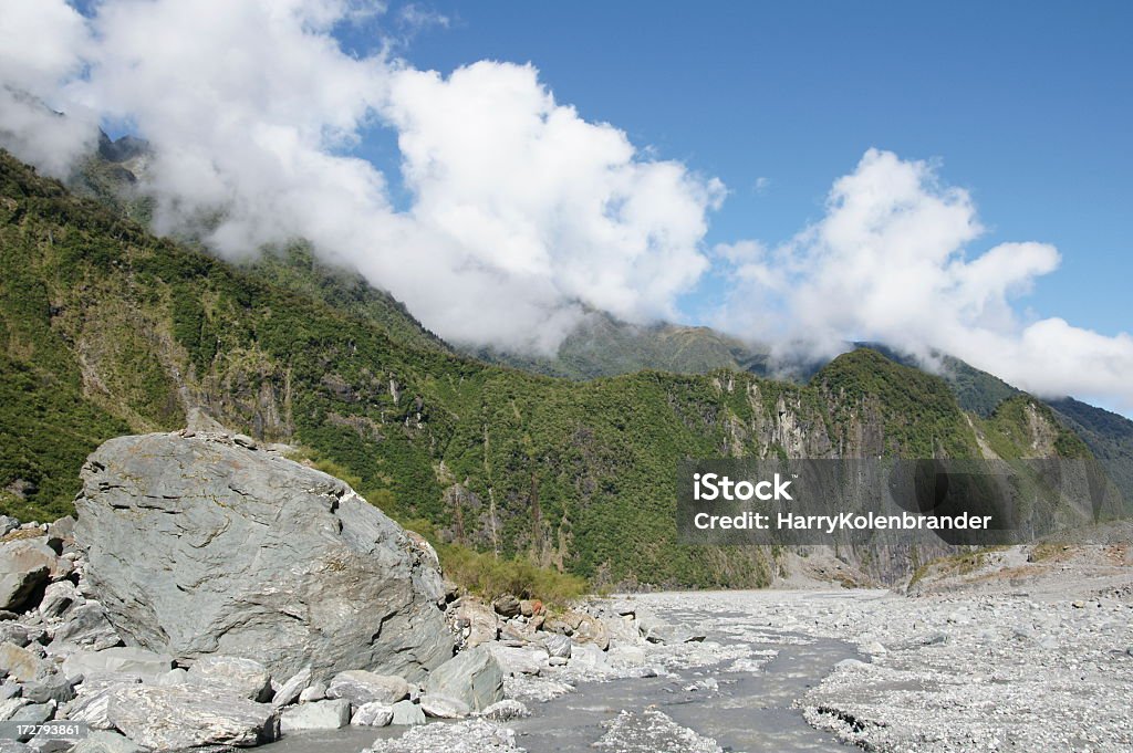 O moraine de Franz Josef Glacier - Foto de stock de Alpes do sul da Nova Zelândia royalty-free