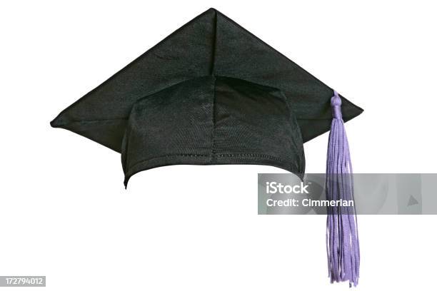 Graduação Cap Isolado Em Branco - Fotografias de stock e mais imagens de Aprender - Aprender, Boné, Borla