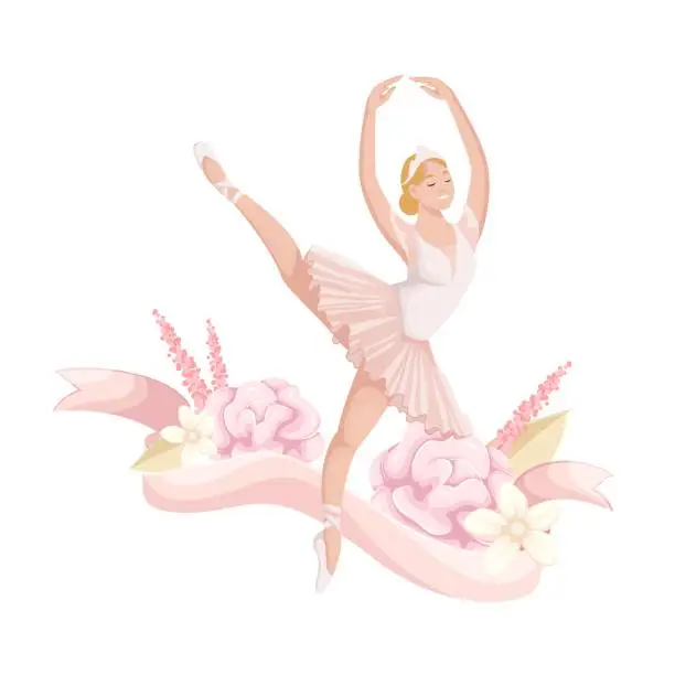 Vector illustration of Classic Dance of Princess Swan by Ballerina