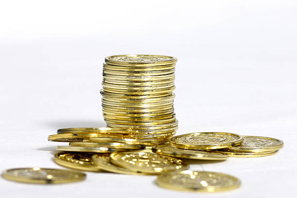 pila di oro - currency stack heap small group of objects foto e immagini stock