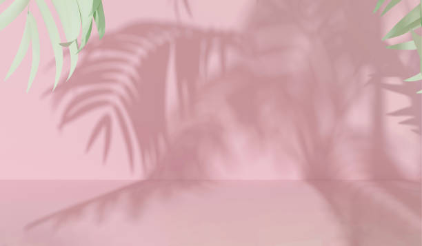 istock Wall with shadows of palm tree lights in psychedelic colors. 1727947159