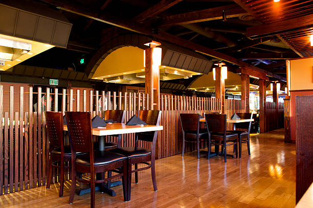 Tables at fine Japanese restaurant