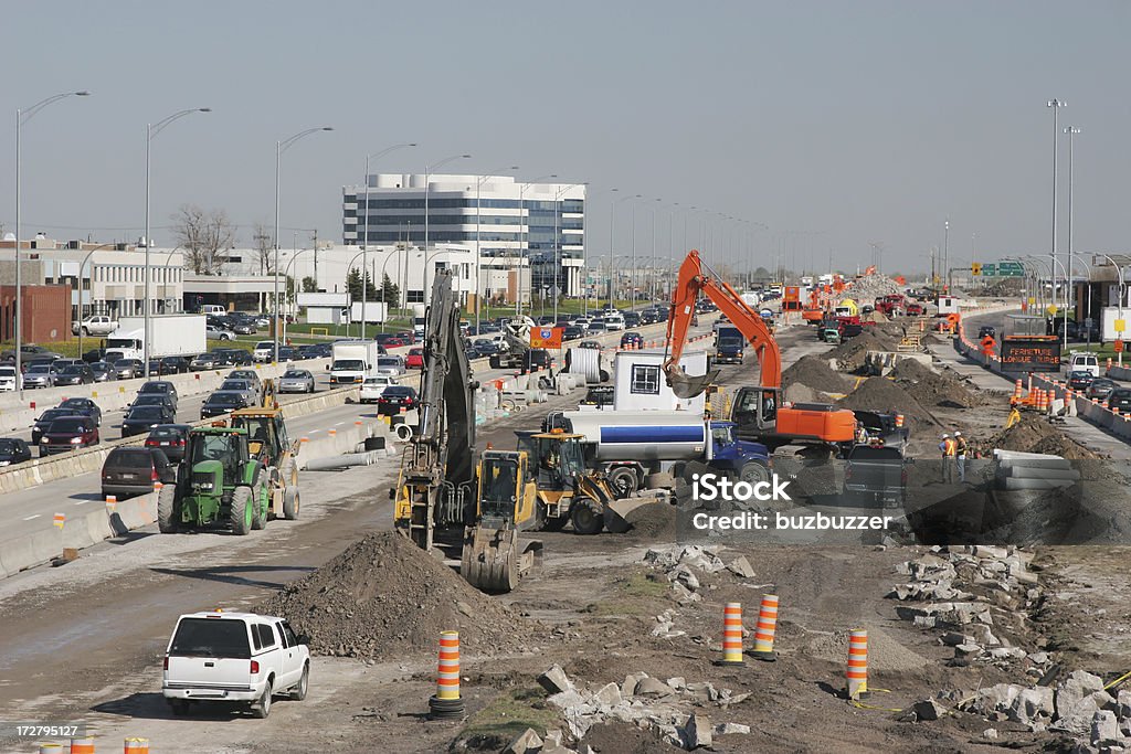 Urban Highway STRASSENARBEITEN - Lizenzfrei Baustelle Stock-Foto