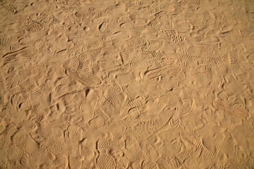 Background of sand footprints