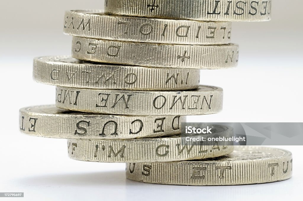 Money pound sterling Pile of 1 pound sterling Abstract Stock Photo