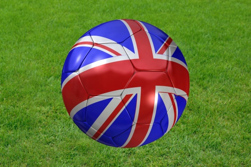 3d image of an Soccer Ball - with the Union Jack.
