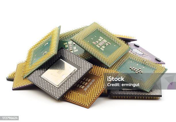 Foto de Pilha De Cpus e mais fotos de stock de Pilha - Arranjo - Pilha - Arranjo, Chip de computador, Amontoamento