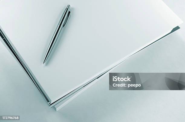 Book Stack Series Stock Photo - Download Image Now - Arts Culture and Entertainment, Ballpoint Pen, Blue