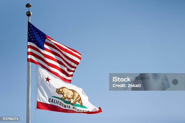 American And Californian Flags Stock Photo - Download Image Now - California Flag, American Flag, California